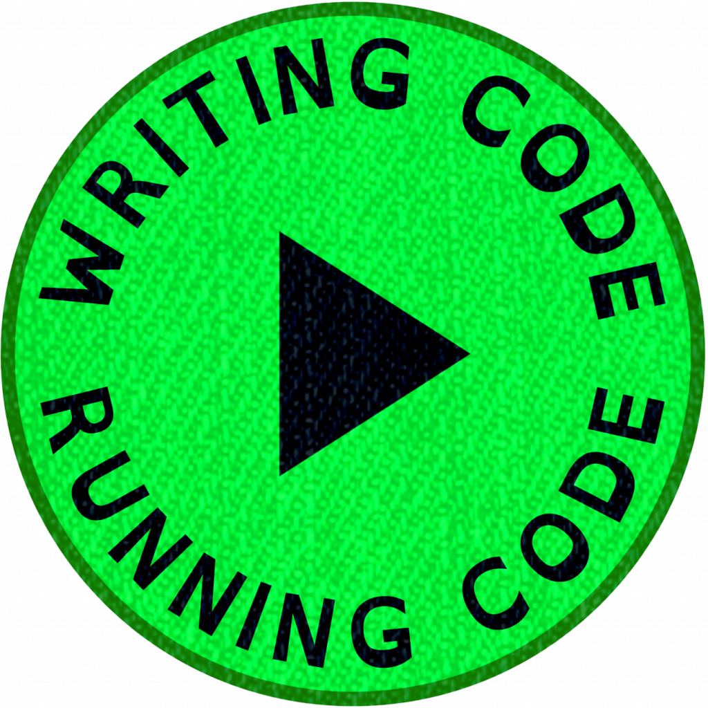 logo for badge 1: writing code, running code